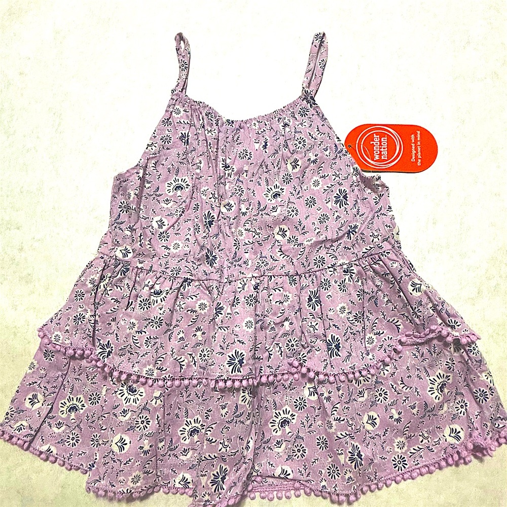 Lilac Floral Tiered Pom Pom top